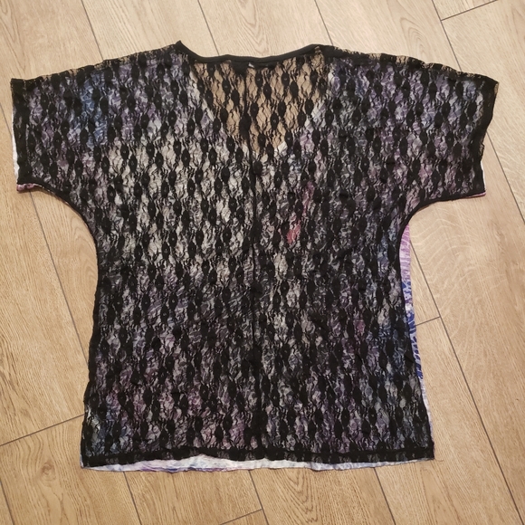 ๐ UK2LA NEW Plus 1X 2X 3X V-Neck T Shirt Top Lace Back Rock Guitar Bling New - Picture 2 of 6